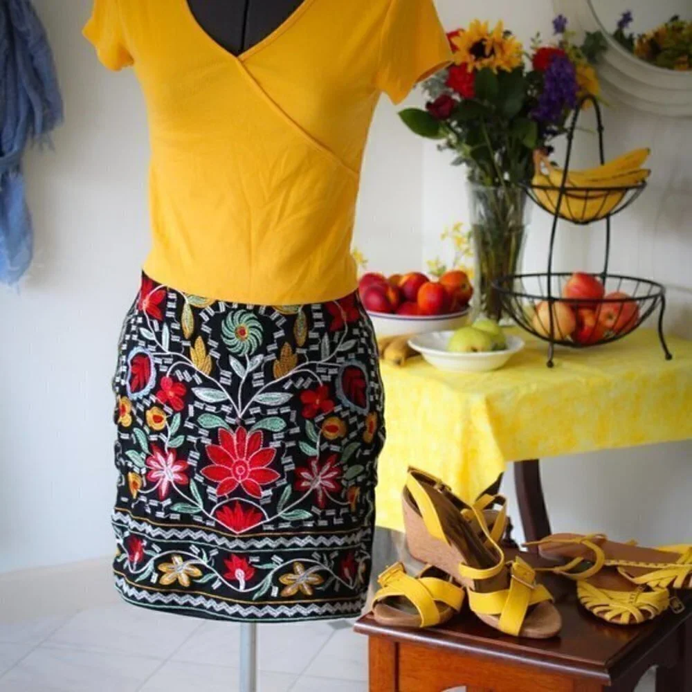 Francesca skirt size small mini skirt embroidered